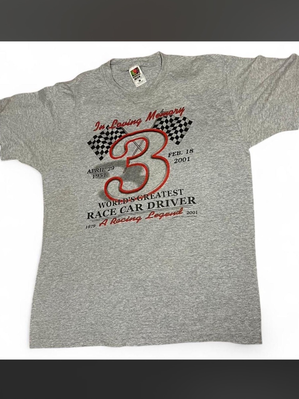 Vintage RIP Dale Earnhardt Remembrance Grey Graphic Tee Shirt Size Large